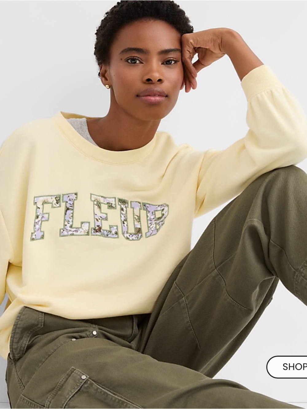 LOFT Cream 'FLEUR' Graphic Pullover Sweatshirt